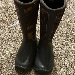 Black and Brown Rain Boots